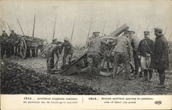 CPA Militaria Artillerie anglaise mettant en position un de leurs gros canons