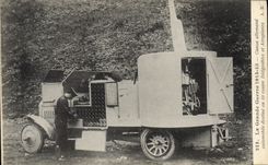 El coche alemán de Militaria Canon de la POSTAL de la VENDIMIA piensa para el shooting contra los dirigibles y los aeroplanos
