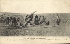 Batería francesa de Militaria Alsacia de la POSTAL de la VENDIMIA de 120 longitudes alrededor de Thann