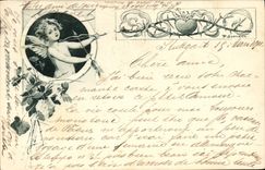 VINTAGE POSTCARD Fantasy Illustrator Angel Arc Arrow