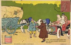 VINTAGE POSTCARD Automobile Fantasy Illustrator Oils