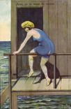 CPA Fantaisie Illustrateur Femme Maillot de bain 