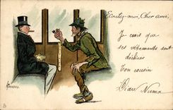 VINTAGE POSTCARD Fantasy Illustrator Thackeray Train