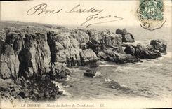 VINTAGE POSTCARD Massive Croisic Rocks of the Large Furnace bridge