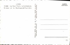 MODERN CARD Lyon the Tilsitt Bridge the Cathedral St Jean and the basilica of Fourviere