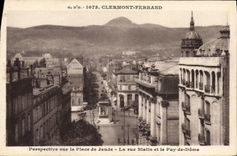 VINTAGE POSTCARD Clermont Ferrand View On the Place of Jaude the street Blatin and Puy de Dome