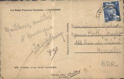 VINTAGE POSTCARD Beautiful French Provinces Auvergne Interior of a farm auvergnate