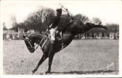 VINTAGE POSTCARD Horse Horsemanship Hippisme Saumur the school of Croupade cavalry