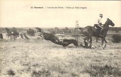 CPA Cheval Equitation Hippisme Saumur Courses de Verrie Chute au tapis anglais