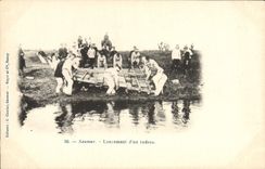 VINTAGE POSTCARD Horse Horsemanship Hippisme Saumur launching of a raft