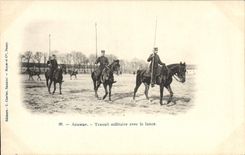 CPA Cheval Equitation Hippisme Saumur Travail militaire avec la lance 
