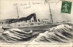 CPA Bateau Transports maritimes Sidi Brahim courrier d'Oran telegraphie sans fil