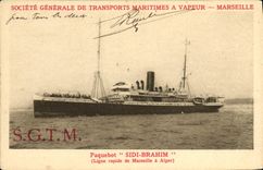 CPA Bateau Paquebot Sidi Brahim ligne hebdomadaire Marseille Alger 