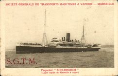 CPA Bateau Paquebot Sidi Brahim ligne hebdomadaire Marseille Alger 