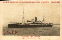 CPA Bateau Paquebot Sidi Brahim ligne hebdomadaire Marseille Alger 