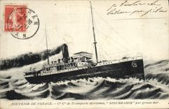 CPA Bateau Cie Gle de Transports maritimes Sidi Brahim par grosse mer