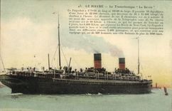 CPA Bateau Le Havre Transatlantique La Savoie