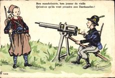 POSTAL Militaria de la VENDIMIA Machine-gun