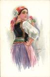 VINTAGE POSTCARD Fantasy Illustrator Woman Folklore