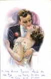 CPA Fantaisie Illustrateur Femme Baiser