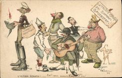 VINTAGE POSTCARD Fantasy Illustrator the ultima sonata Velan Guitar Music