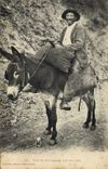 CPA Folklore Type de montagnard sur son ane Mule TOP