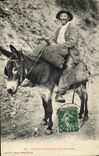 CPA Folklore Type de montagnard sur son ane