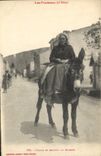 CPA Folklore Pyrenees Femme se rendant au marche Ane Mule