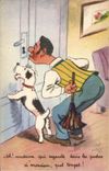 CPA Fantaisie Illustrateur Homme Chien