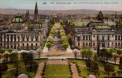 POSTAL Estrasburgo de la VENDIMIA vista hacia la universidad tomada del paladar del Rin