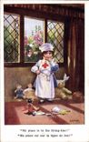 VINTAGE POSTCARD Infirmiere Red Cross Child Becomes fluffy Headstock