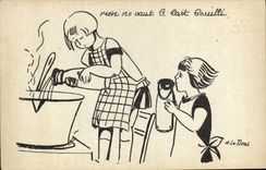 VINTAGE POSTCARD Red Cross Children boiled milk