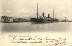 VINTAGE POSTCARD Boat Steamer Le Havre Savoy in the port