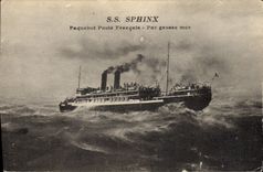 VINTAGE POSTCARD Bateau Steamer S Sphinx Steamer Posts French by heavy sea
