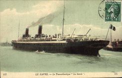 VINTAGE POSTCARD Boat Steamer Le Havre the deck chair Savoy