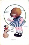 VINTAGE POSTCARD Fantasy Illustrator Vanasek Child Dog a high good