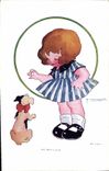 VINTAGE POSTCARD Fantasy Illustrator Vanasek Child Dog