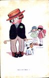 VINTAGE POSTCARD Fantasy Illustrator Vanasek Children Dog