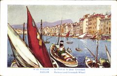 CPA Fantaisie Illustrateur Toulon Le port et le quai Cronstadt
