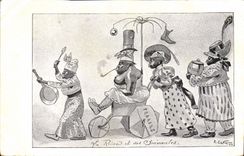 CPA Fantaisie Illustrateur Neziere Negres La reine et ses suivantes