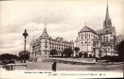 POSTAL Pau de la VENDIMIA el hotel Gassion e I Eglise San Martín