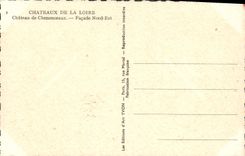 El castillo de Loire ch4ateau de la POSTAL de la VENDIMIA de la fachada norteña de Chenonceaux es