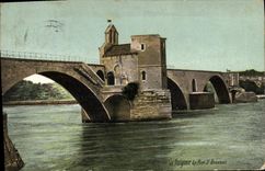 POSTAL Avignon de la VENDIMIA el puente Benezet