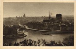 VINTAGE POSTCARD Paris Panorama taken of the tower Gervais Saint on the Seine Notre Dame and the Pantheon