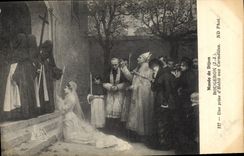 VINTAGE POSTCARD Museum of Dijon Rougeron a taking the cloth to the Carmelite nuns