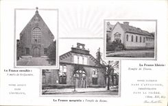 POSTAL de la VENDIMIA para nuestro día invadido de las iglesias iglesia reformee del templo evangélico del St Quentin Thann Reims de junio de 1916