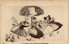 VINTAGE POSTCARD the round of the French Provinces Alsace Women