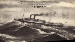 VINTAGE POSTCARD Bateau French Steamer of the Maritime Transport giving hunting has a Sphinx submarine