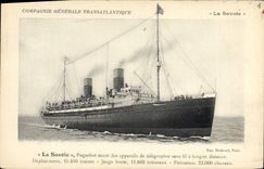 CPA Bateau Paquebot La Savoie Compagnie Generale Transatlantique 