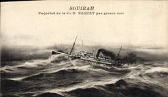 CPA Bateau Paquebot de la Cie N Paquet par grosse mer Souirah